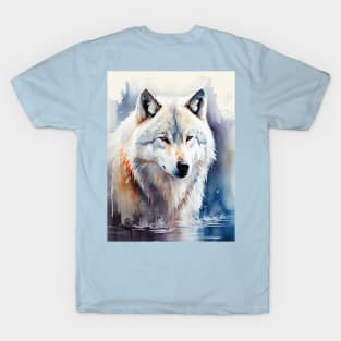 Arctic Wolf - Watercolor Paint T-Shirt